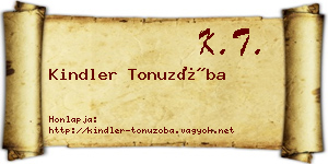 Kindler Tonuzóba névjegykártya